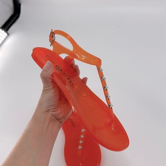 Katy Perry The Geli Star Fish Stud Orange Thong Jelly Sandals - Picture 5 of 7